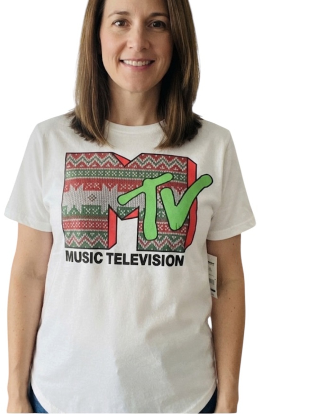 T shirt tee MTV ivory size L new